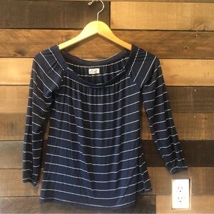 XS Blue and White Striped Hollister Shirt